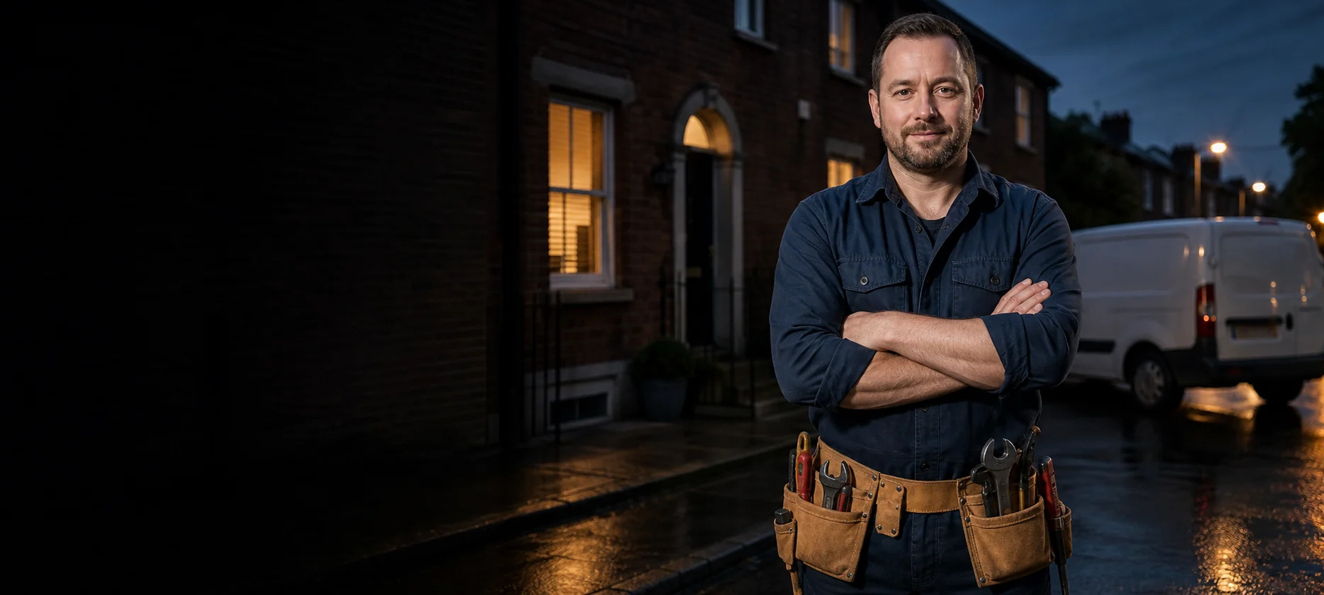 Emergency plumber Dublin inspecting a home boiler